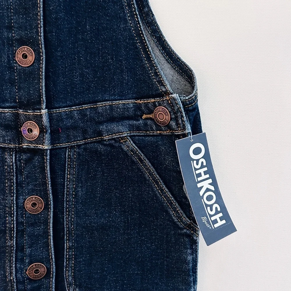 NWT OshKosh Denim Overall Dress Size 5 | Button Front Classic Jumper